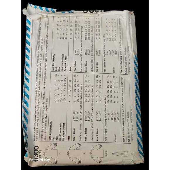 Vtg Blouse Top Shirt Collared Button Up 6 8 10 12 Simplicity 6300 Sewing Pattern - Picture 3 of 6